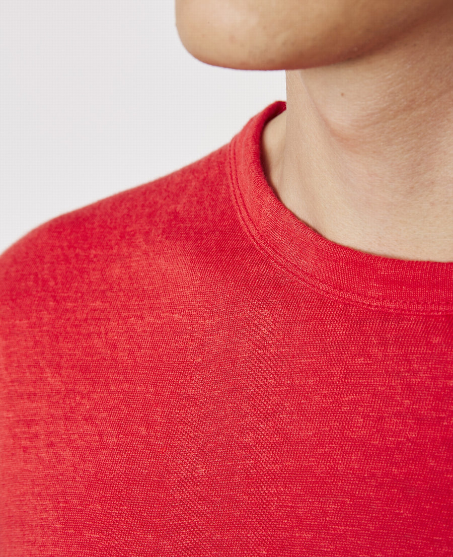 Lightweight French Linen Tee-shirt Poppy Red