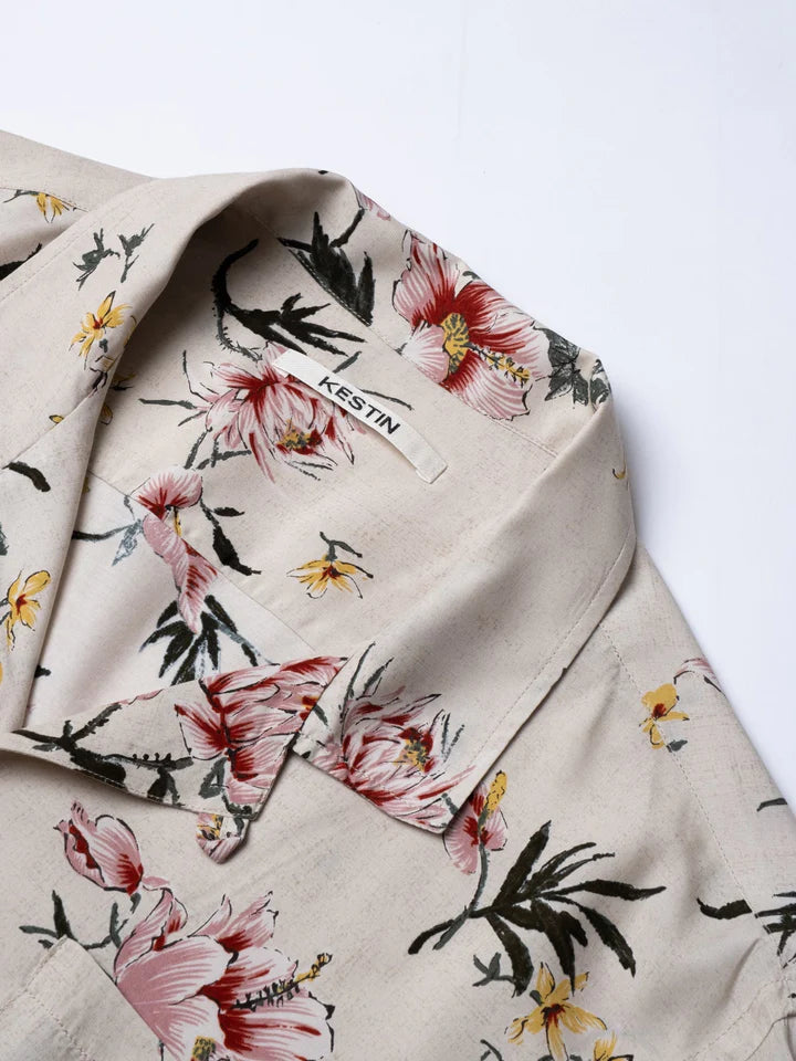 Crammond Shirt in Ecru Floral Print