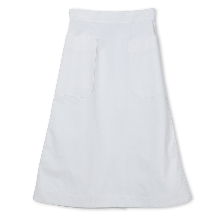 Raw Denim A-Line Skirt Optic White