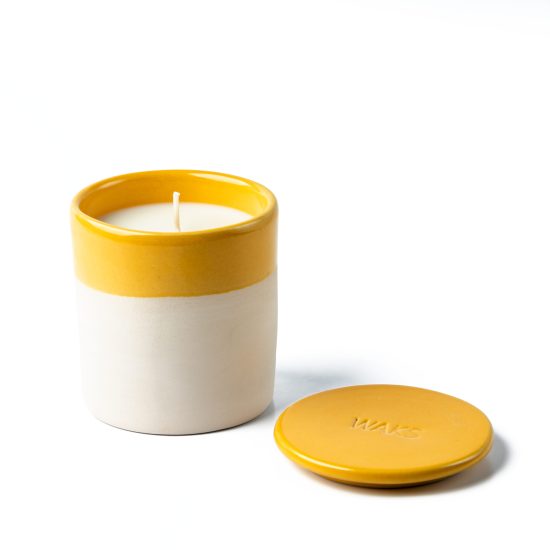 White Clay Ceramic Candle-Yellow/Citrus